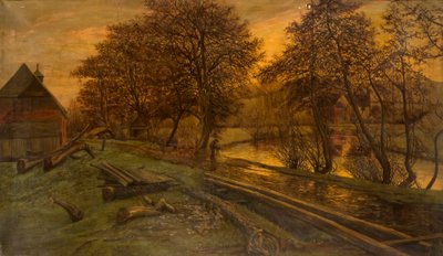 A Timberyard on the Wey, Guildford by Edwin Edwards